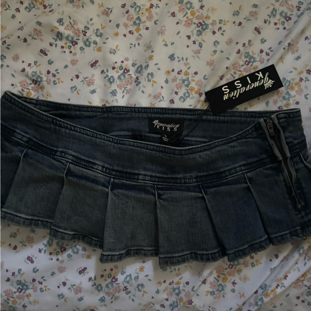 Dolls Kill Harlow micro belt skirt-blue